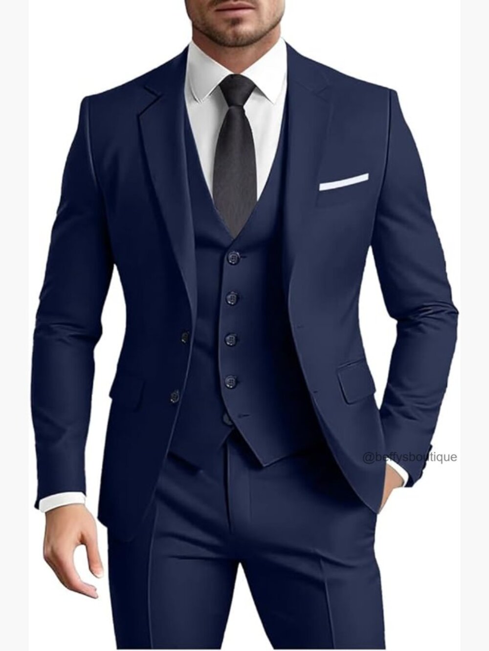 Men's Slim Fit 3-Piece Suit Set Blazer Vest Pants Formal Business Wedding